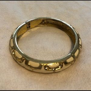 Off-white enamel/rhinestone bangle bracelet
